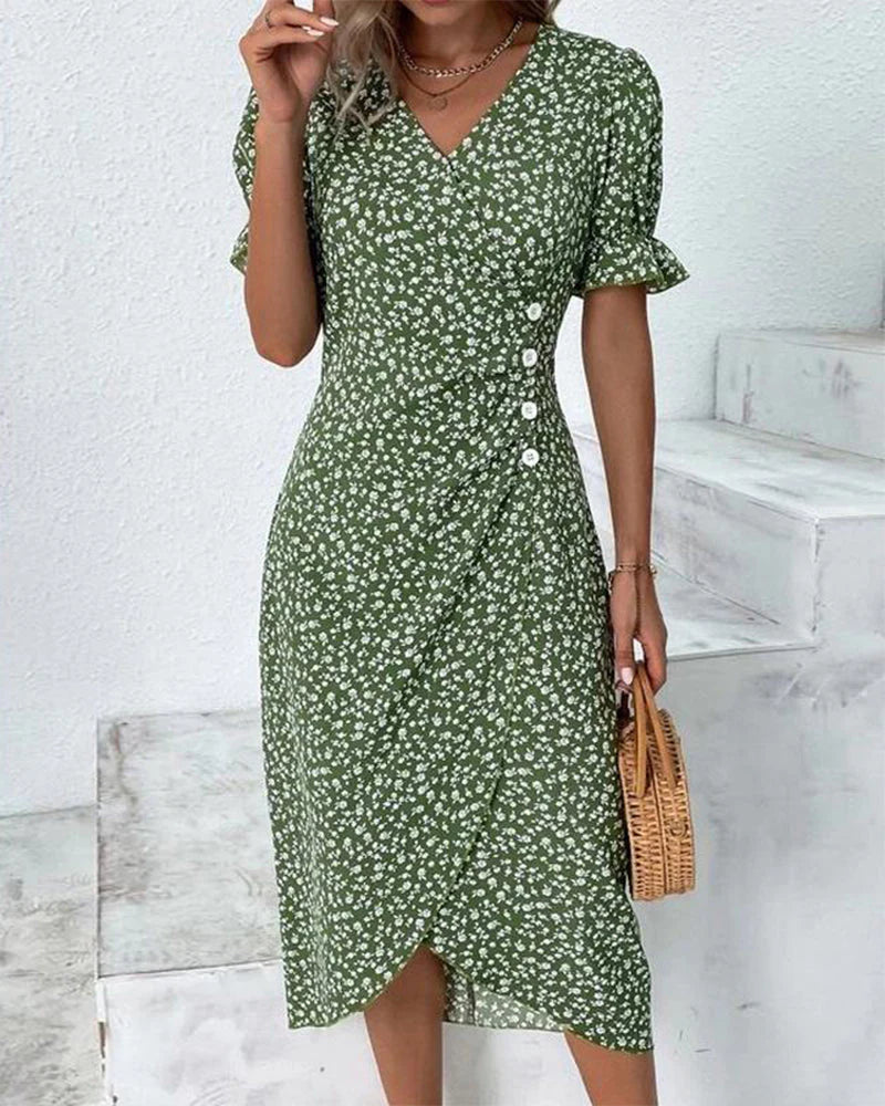 Sylvia – Button Wrap Dress