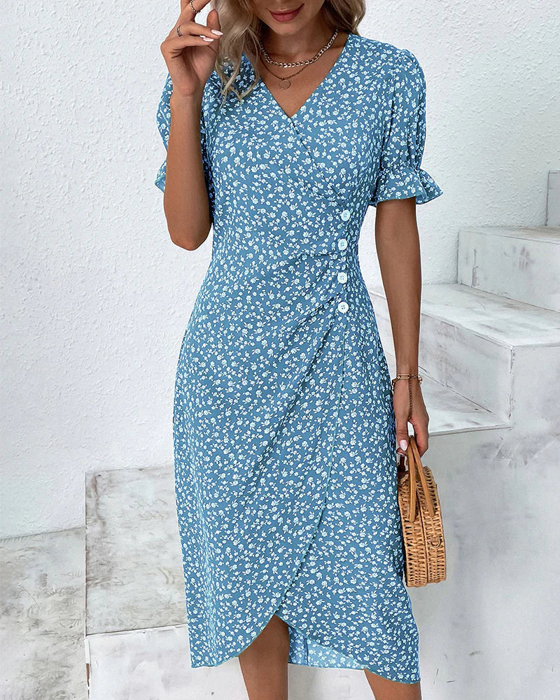 Sylvia – Button Wrap Dress