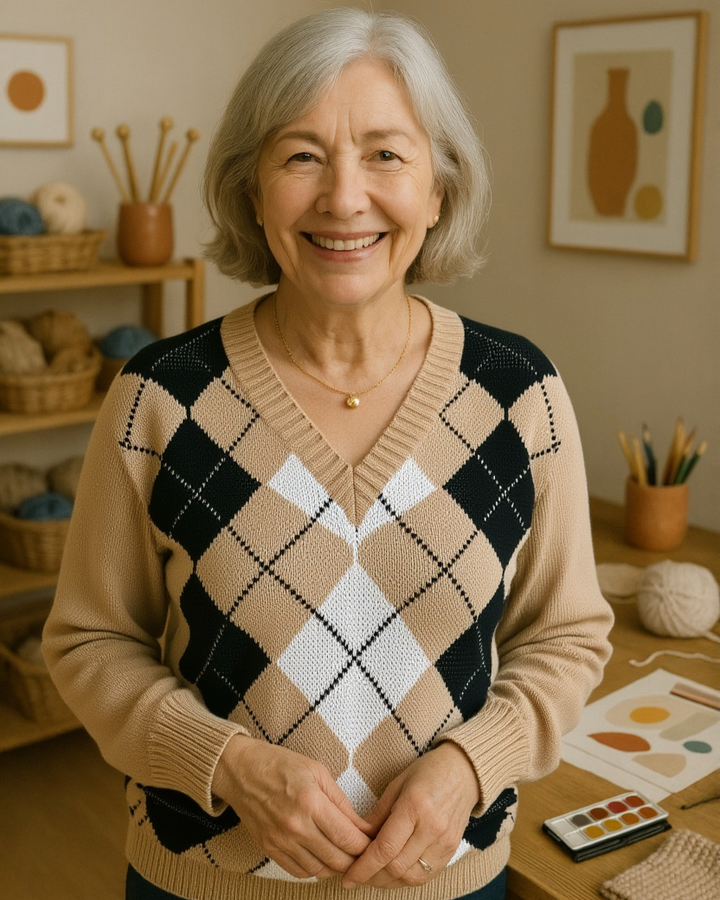Valerie - Argyle V-Neck Jumper