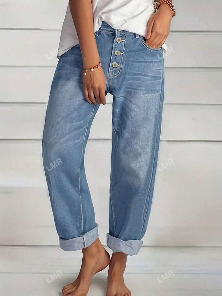 Helen – Straight-Leg Button Jeans
