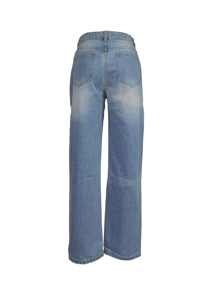 Helen – Straight-Leg Button Jeans