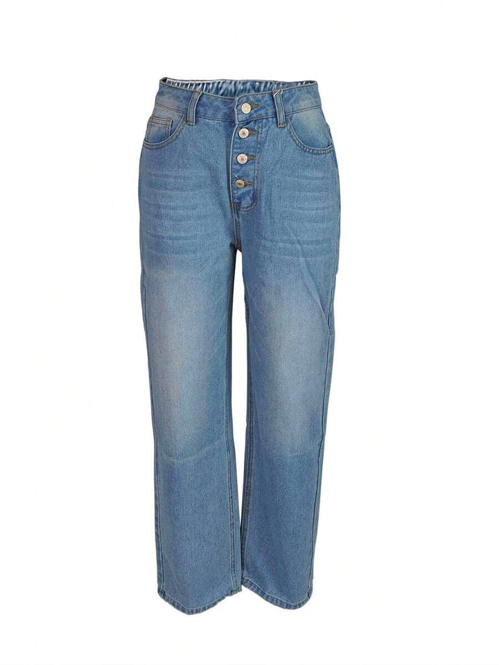 Helen – Straight-Leg Button Jeans