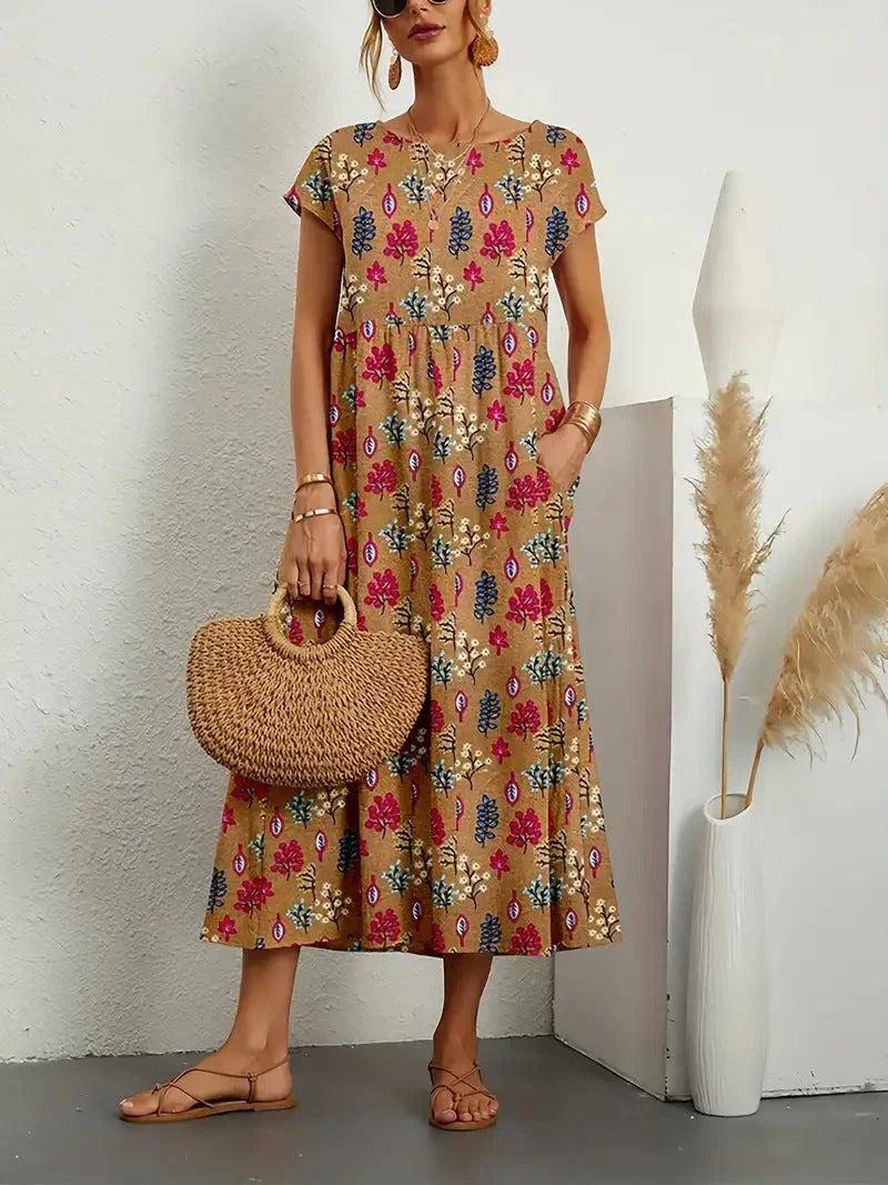 Eliza - Botanical Elegance Midi Dress