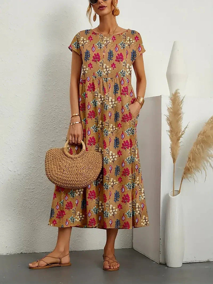 Eliza - Botanical Elegance Midi Dress