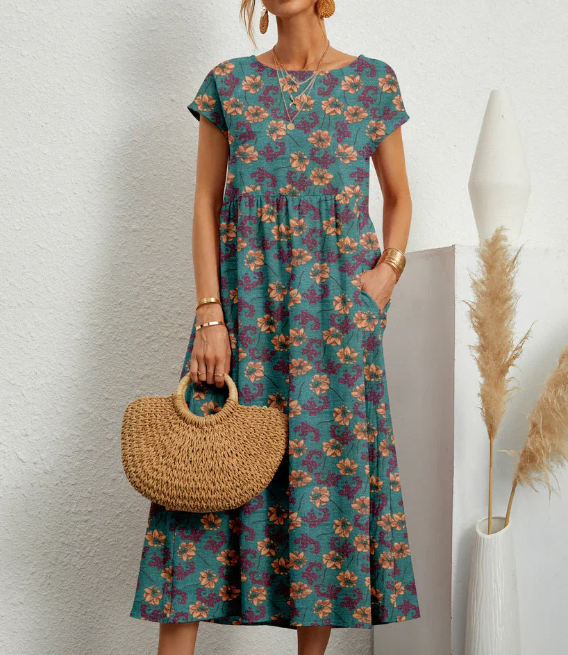 Eliza - Botanical Elegance Midi Dress