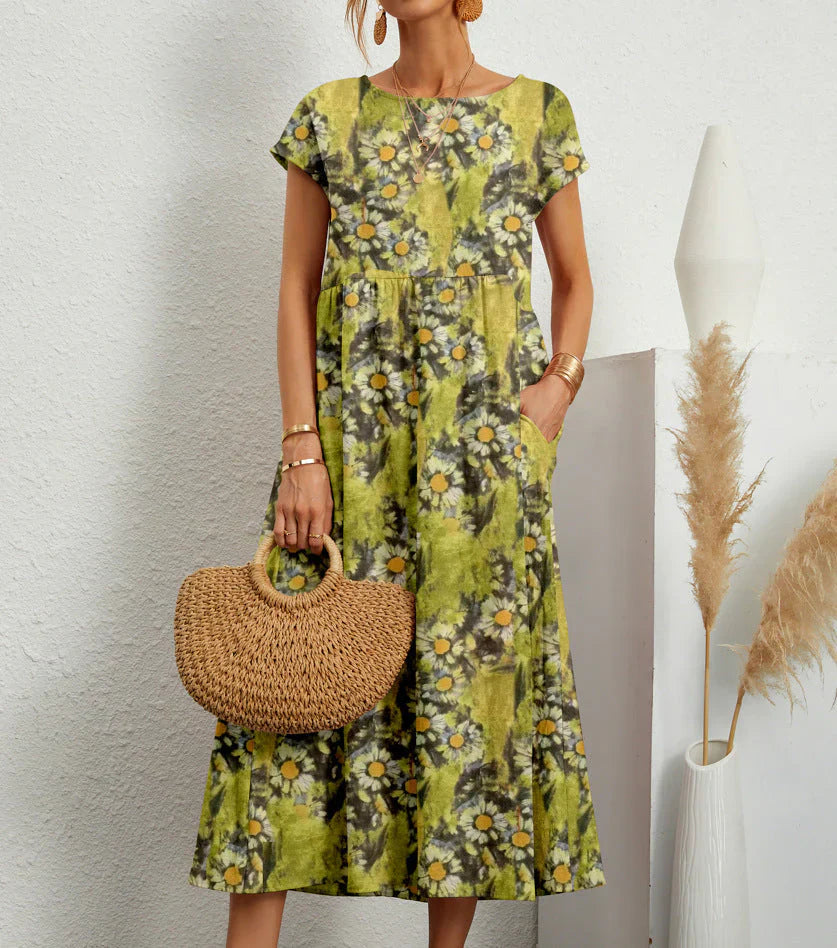 Eliza - Botanical Elegance Midi Dress