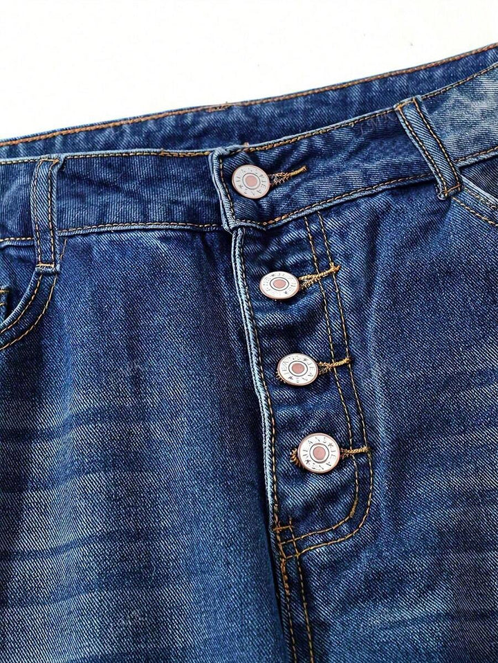 Helen – Straight-Leg Button Jeans