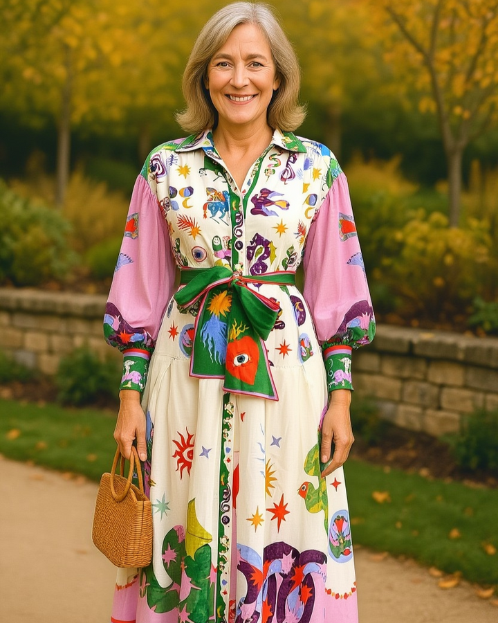Gwendolyn – Artistic Belted Maxi Dress