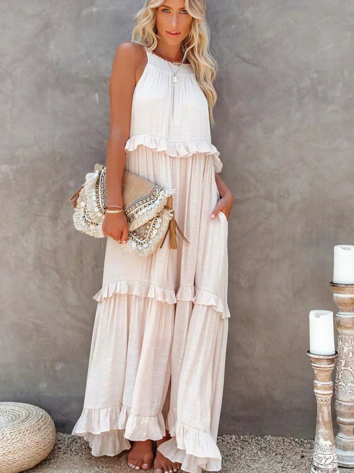 Xanthe – Flowing Ruffle Maxi Dress