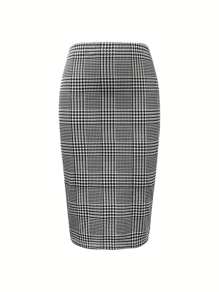 Cecilia – Modern Check Pencil Skirt