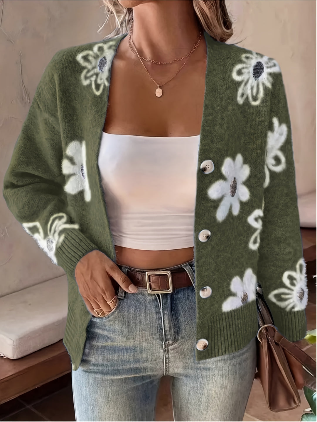 Christine – Soft Floral Knit Cardigan