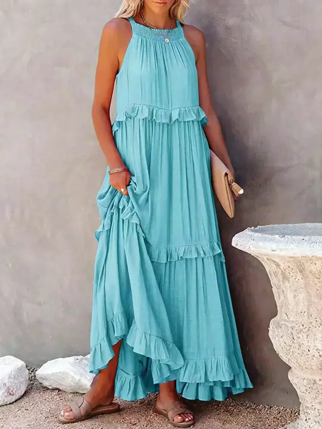 Xanthe – Flowing Ruffle Maxi Dress
