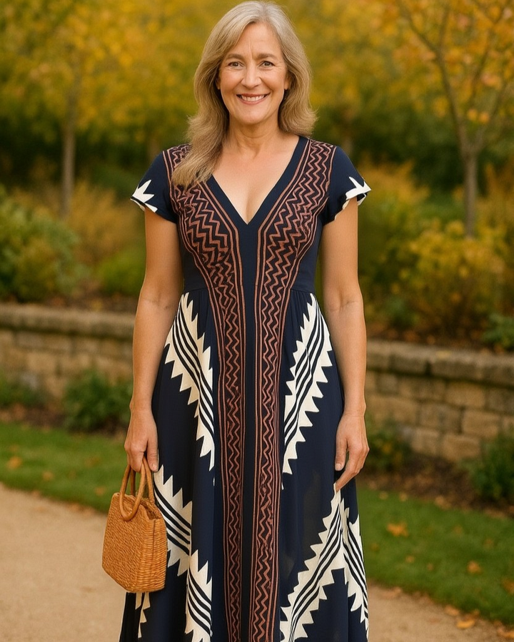 Louisa – Boho V-Neck Maxi Dress