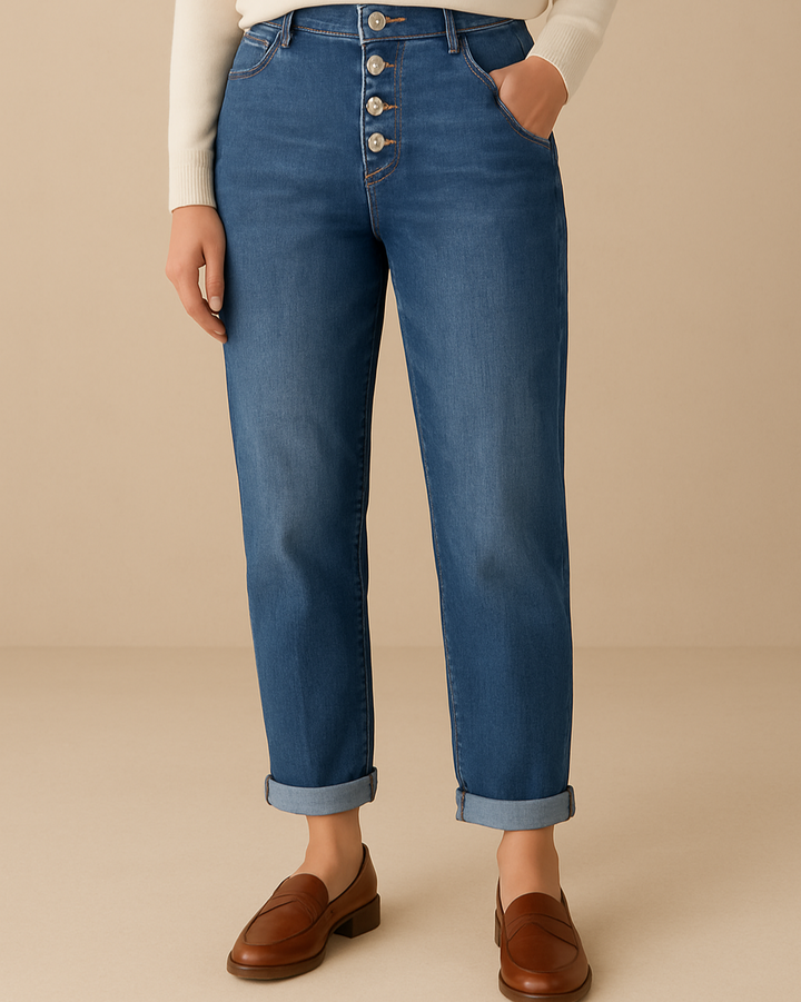 Helen – Straight-Leg Button Jeans