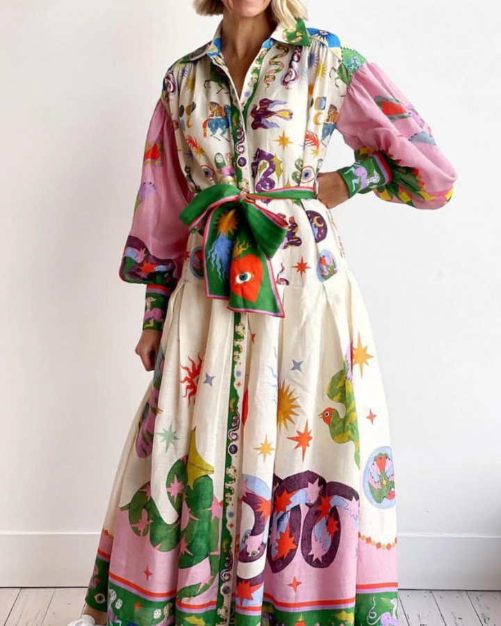 Gwendolyn – Artistic Belted Maxi Dress
