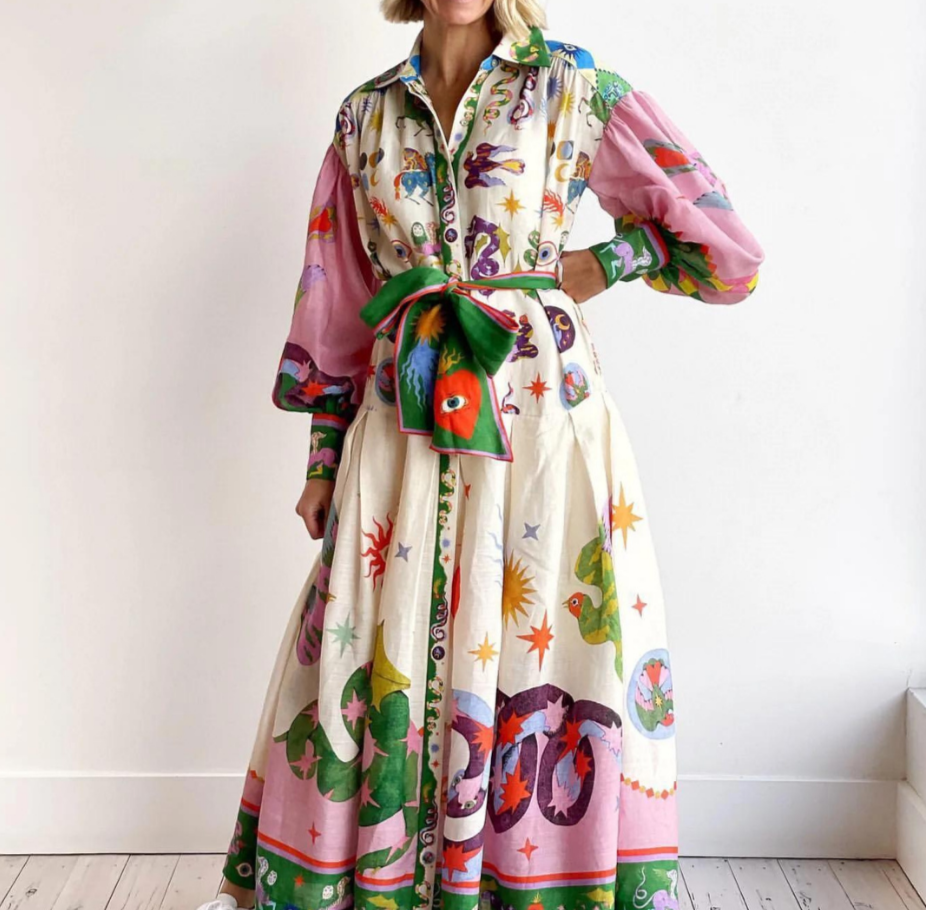 Gwendolyn – Artistic Belted Maxi Dress