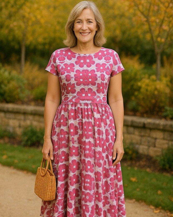 Eliza - Botanical Elegance Midi Dress