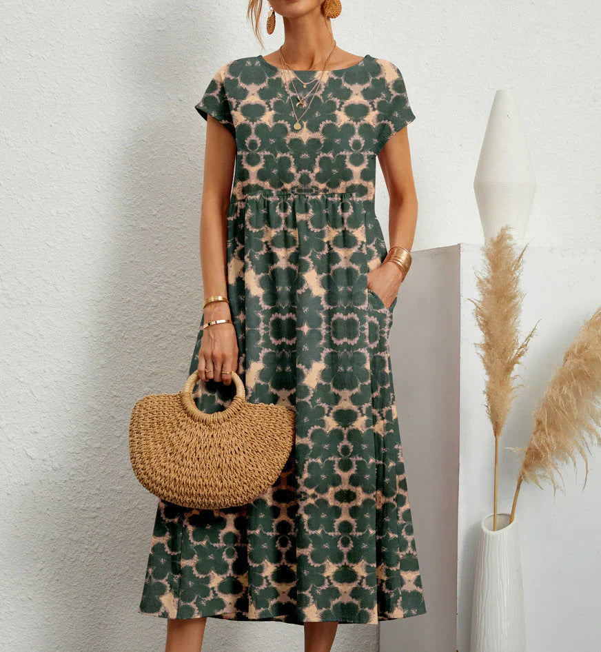 Eliza - Botanical Elegance Midi Dress