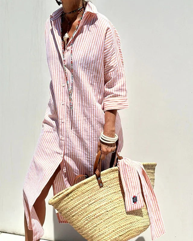 Margaret – Breezy Striped Shirt Dress