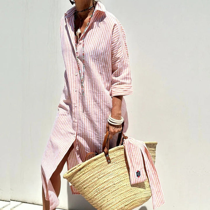 Margaret – Breezy Striped Shirt Dress