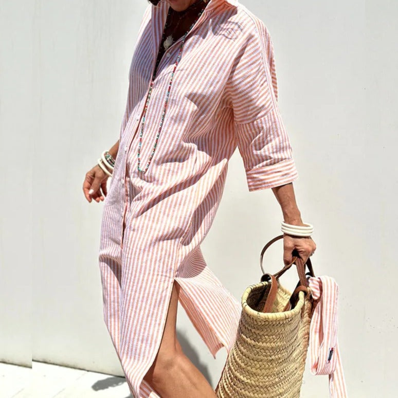 Margaret – Breezy Striped Shirt Dress