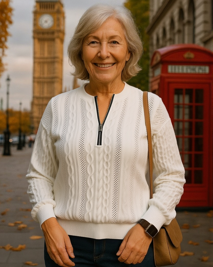 Elaine - Zip-Neck Cable Jumper