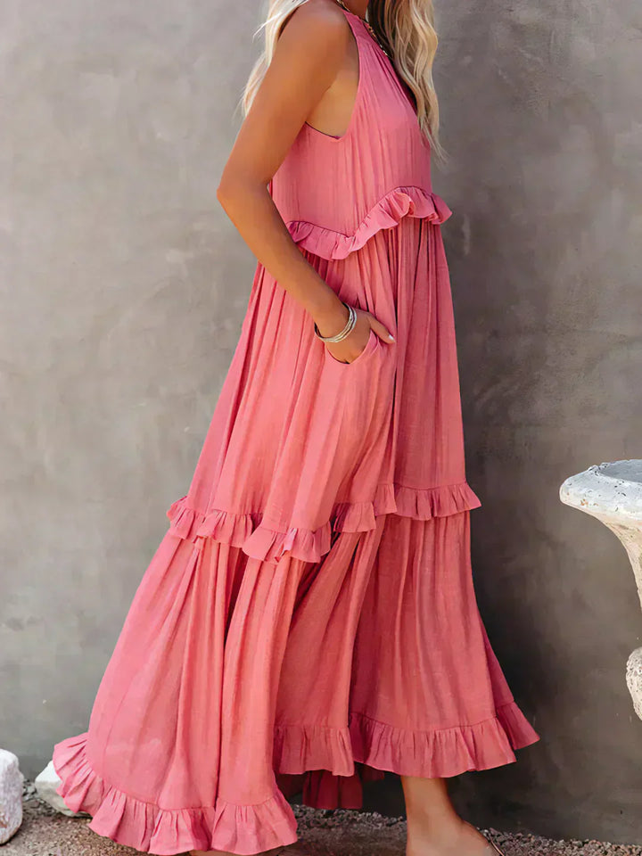 Xanthe – Flowing Ruffle Maxi Dress