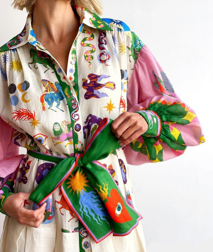 Gwendolyn – Artistic Belted Maxi Dress