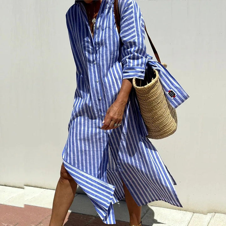 Margaret – Breezy Striped Shirt Dress