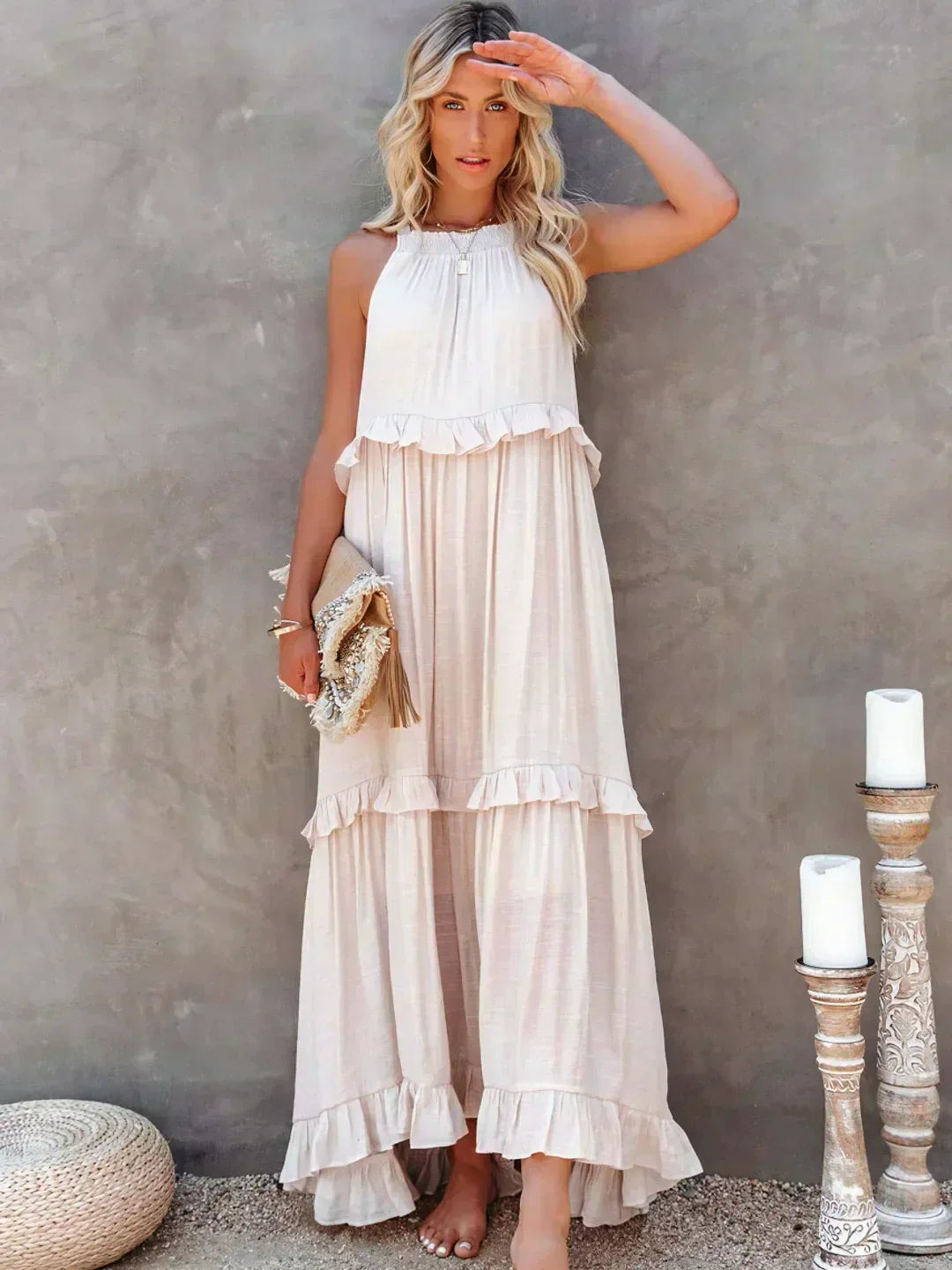 Xanthe – Flowing Ruffle Maxi Dress