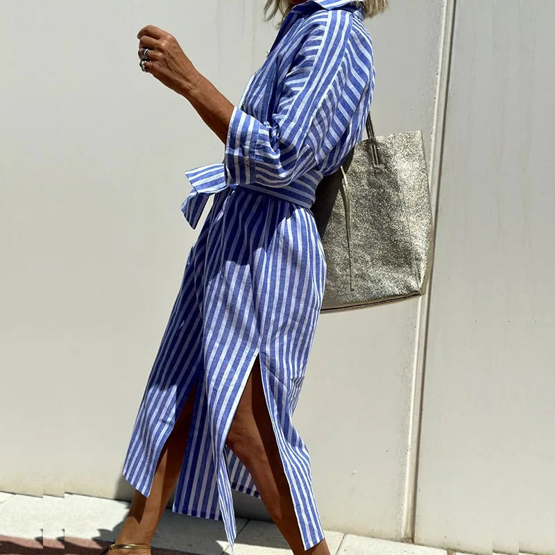 Margaret – Breezy Striped Shirt Dress