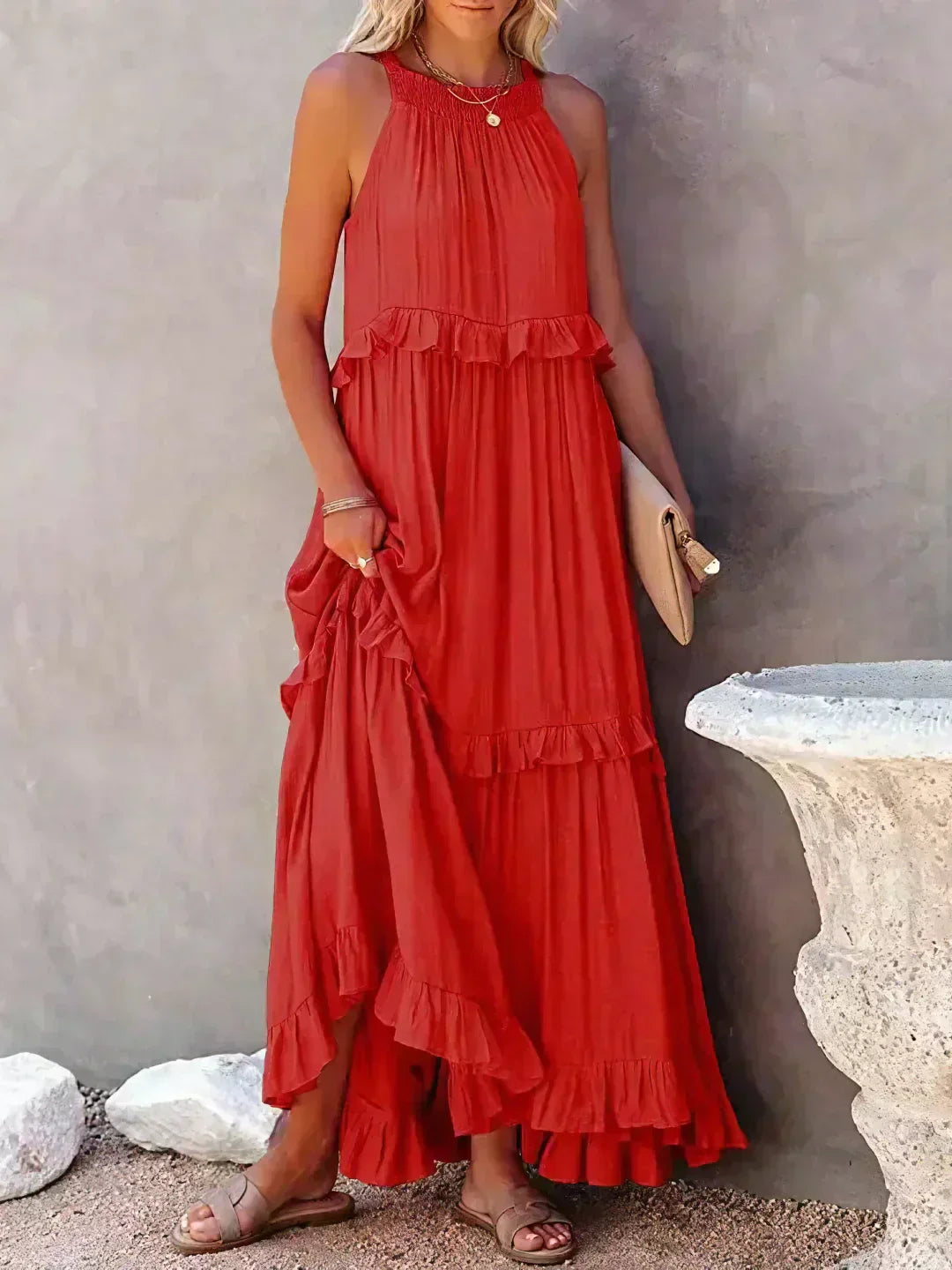 Xanthe – Flowing Ruffle Maxi Dress