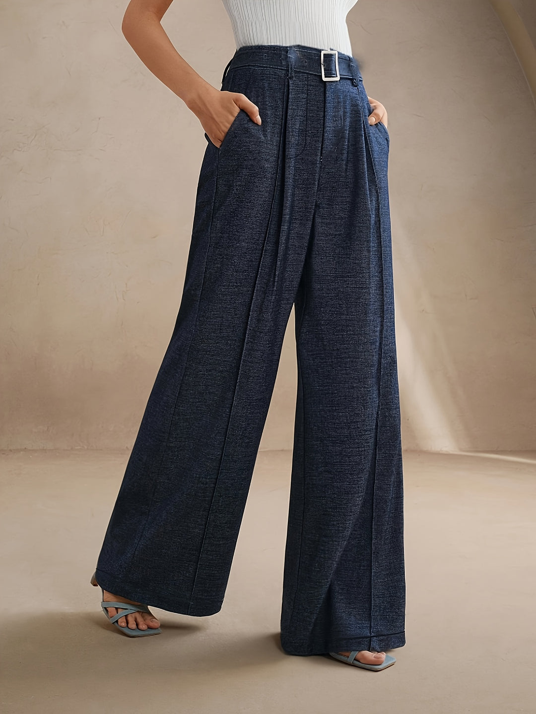 Pauline – Wide-Leg Belted Trousers