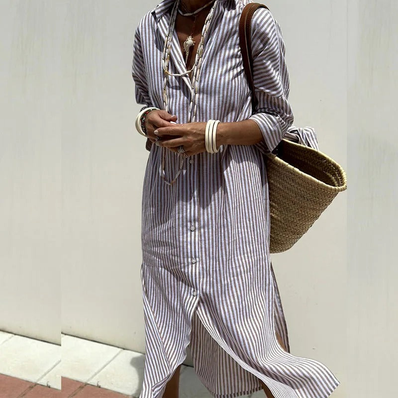 Margaret – Breezy Striped Shirt Dress