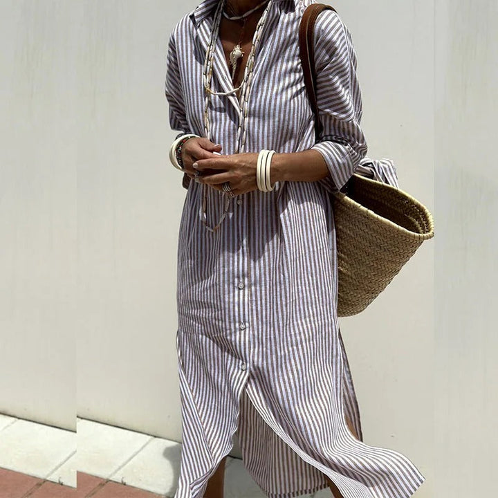 Margaret – Breezy Striped Shirt Dress