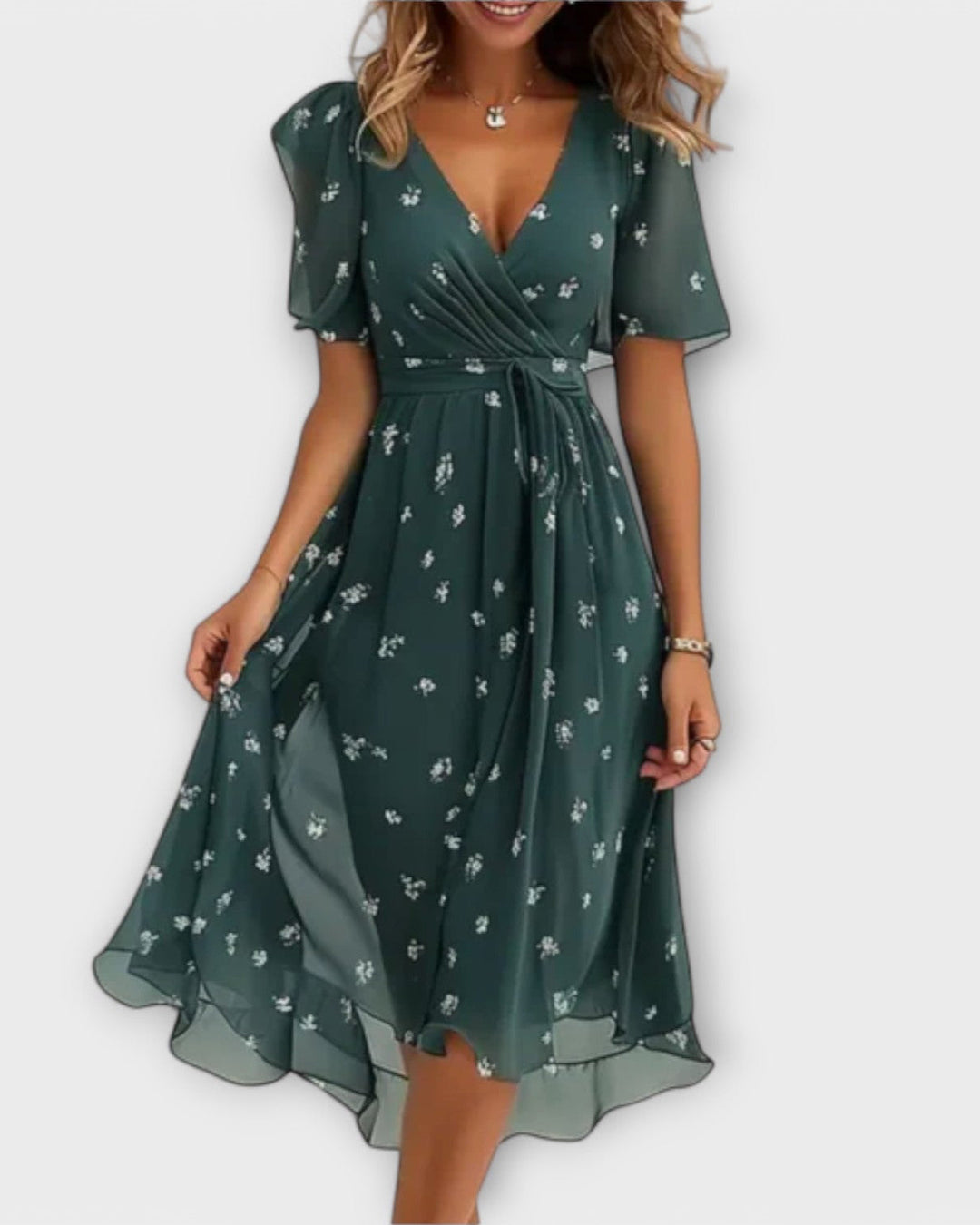 Verity – Graceful V-Neck Dress