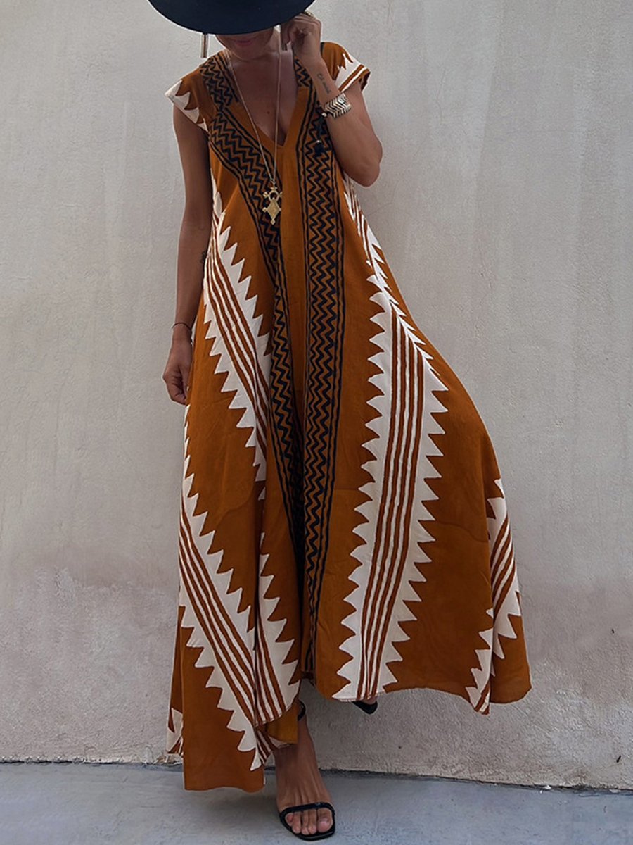 Louisa – Boho V-Neck Maxi Dress