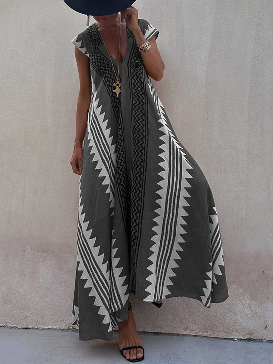 Louisa – Boho V-Neck Maxi Dress