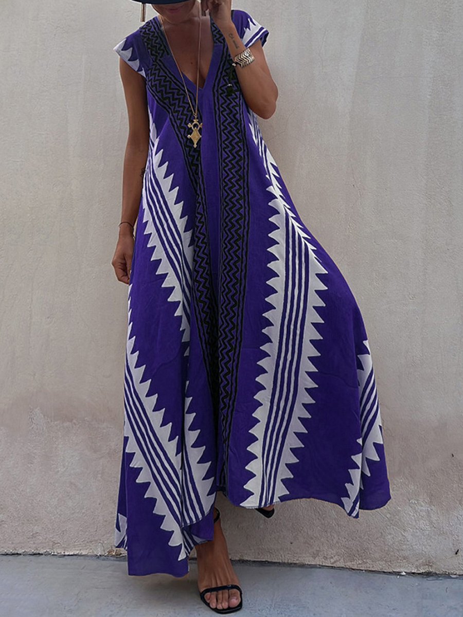Louisa – Boho V-Neck Maxi Dress