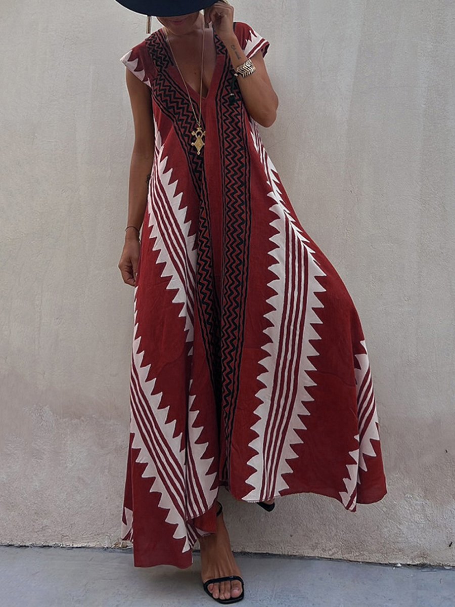 Louisa – Boho V-Neck Maxi Dress