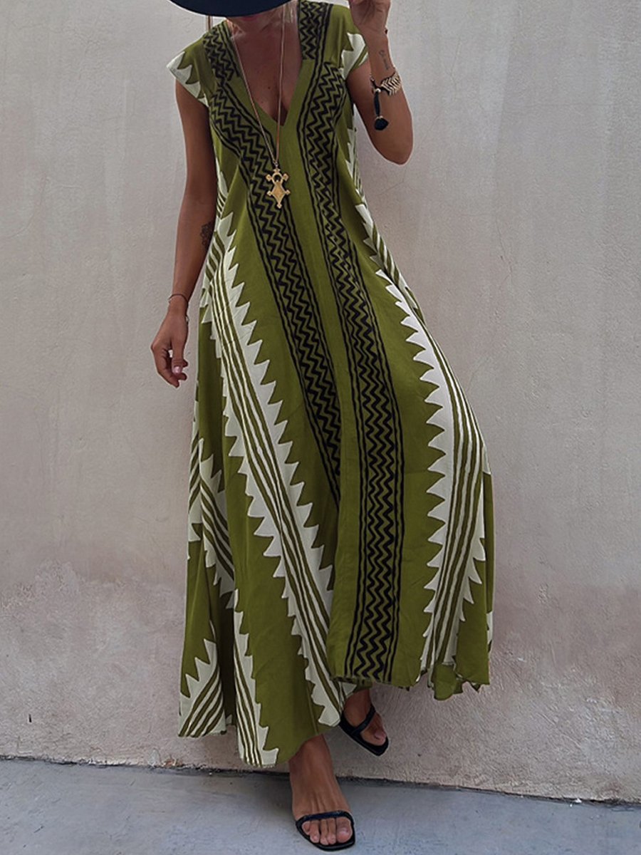 Louisa – Boho V-Neck Maxi Dress