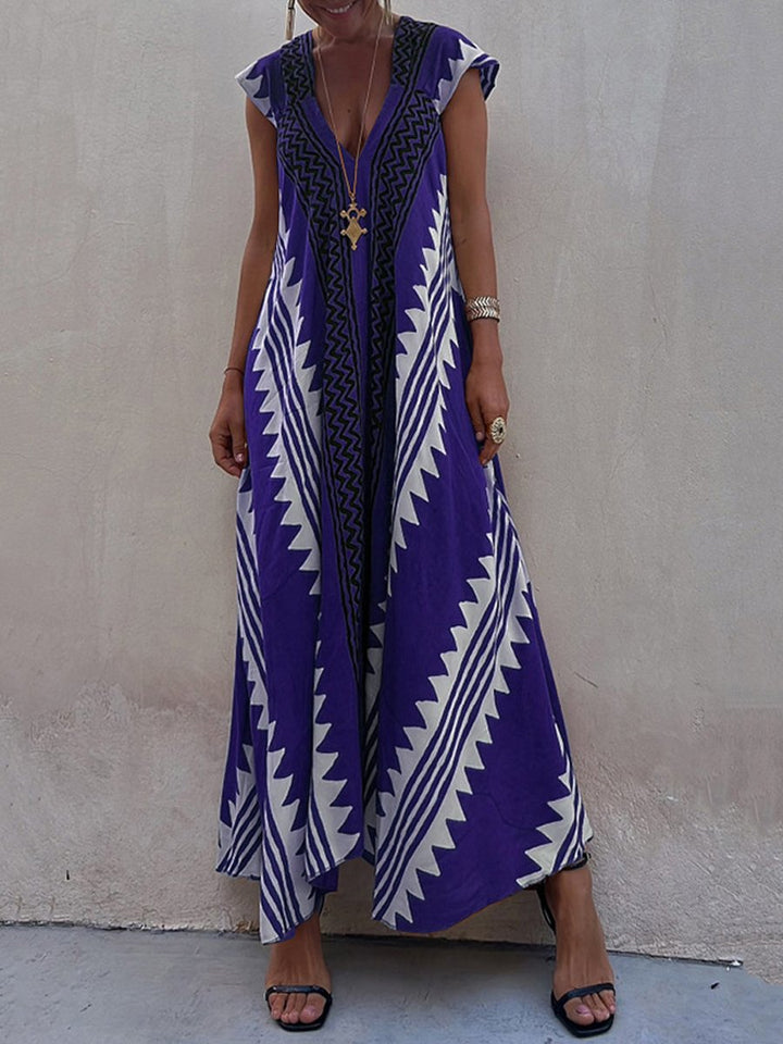 Louisa – Boho V-Neck Maxi Dress