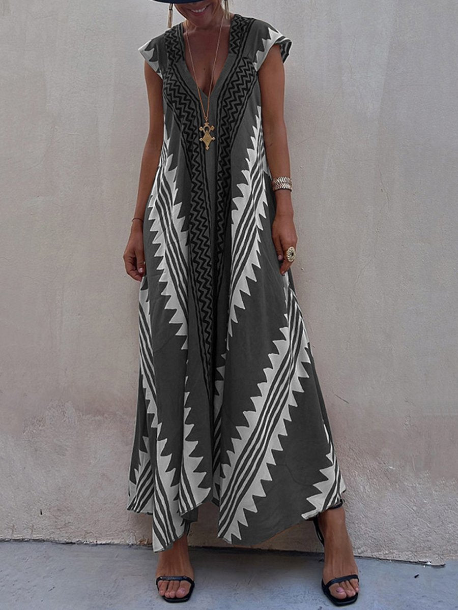 Louisa – Boho V-Neck Maxi Dress