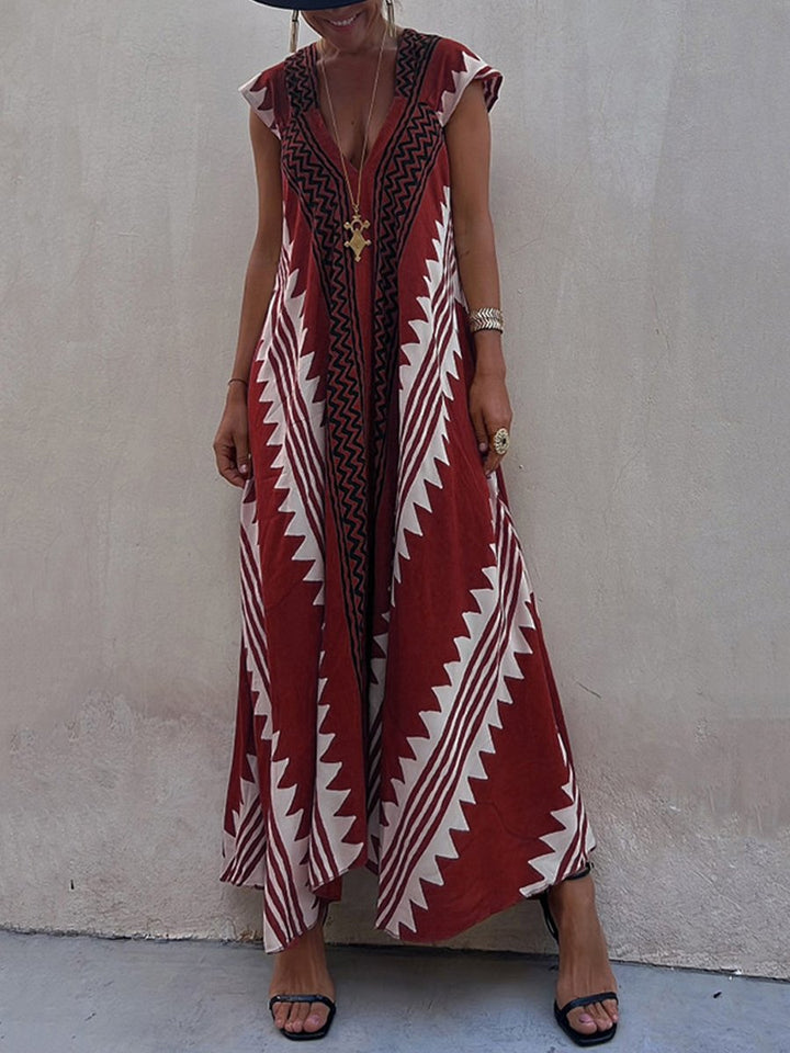 Louisa – Boho V-Neck Maxi Dress