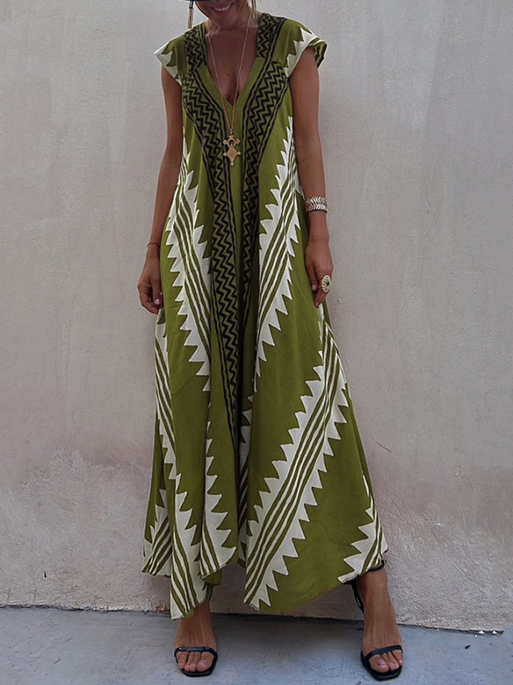 Louisa – Boho V-Neck Maxi Dress