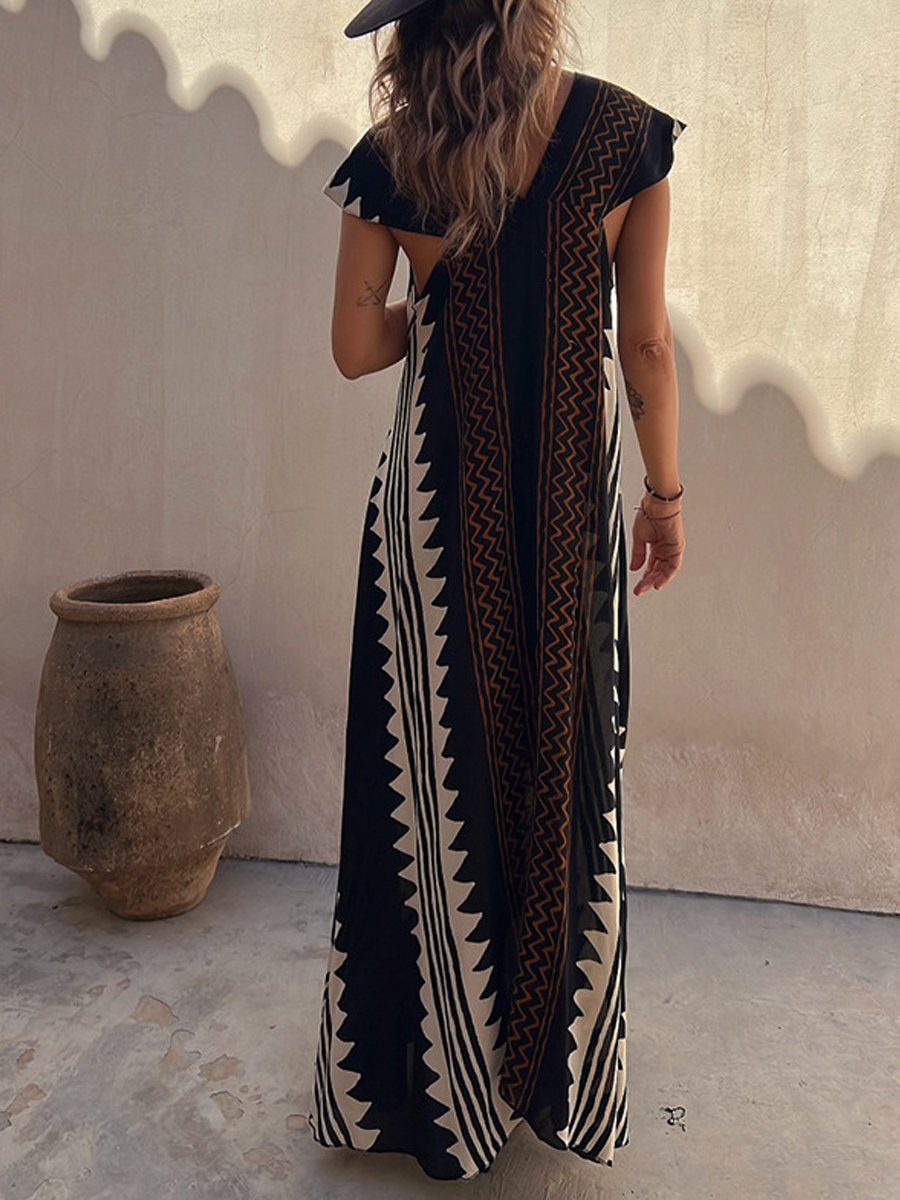 Louisa – Boho V-Neck Maxi Dress