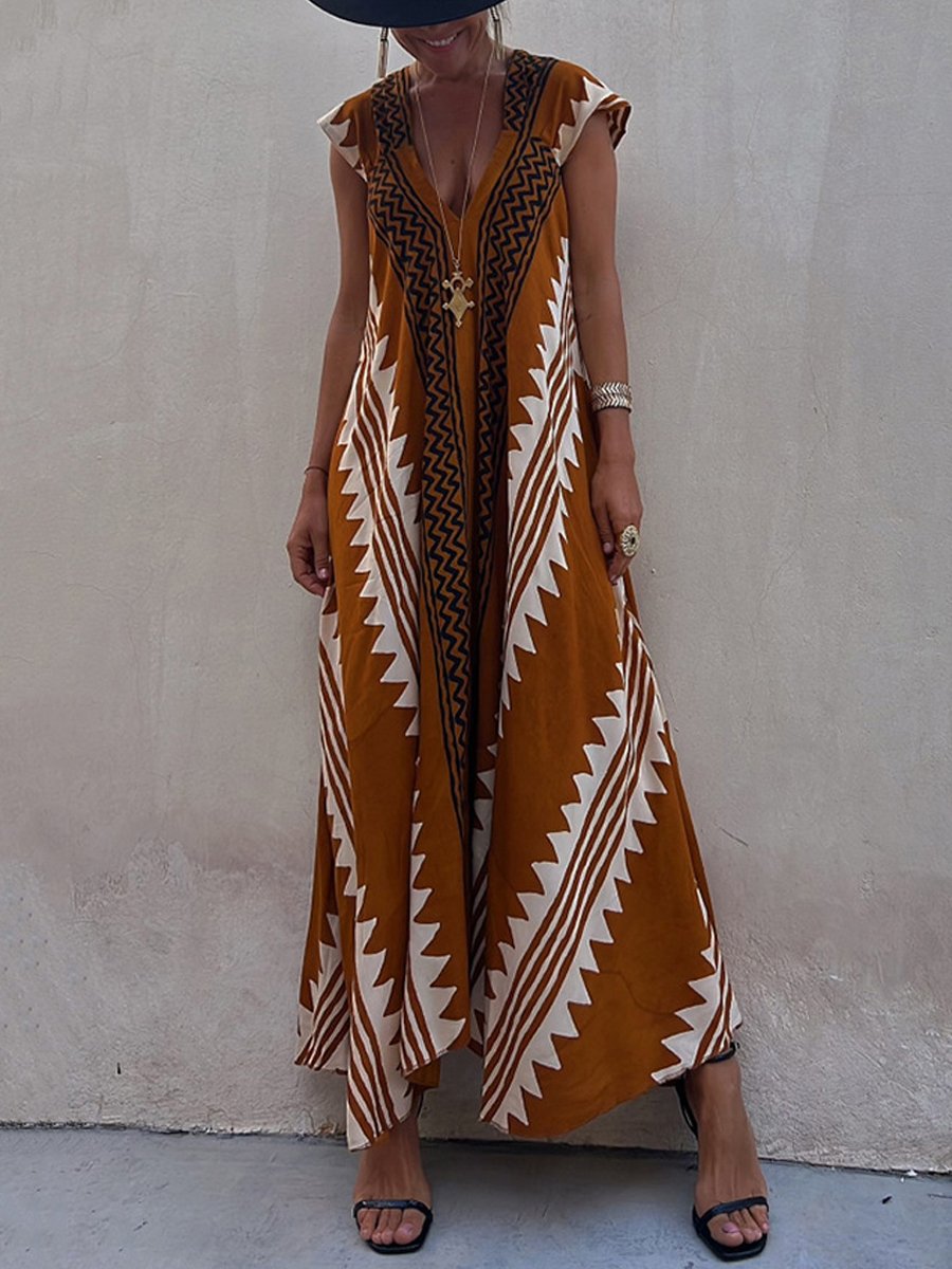 Louisa – Boho V-Neck Maxi Dress