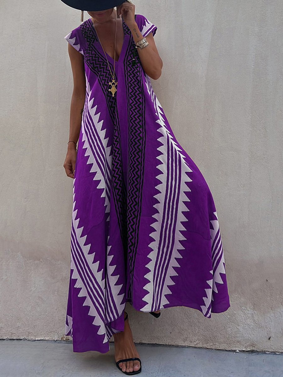 Louisa – Boho V-Neck Maxi Dress