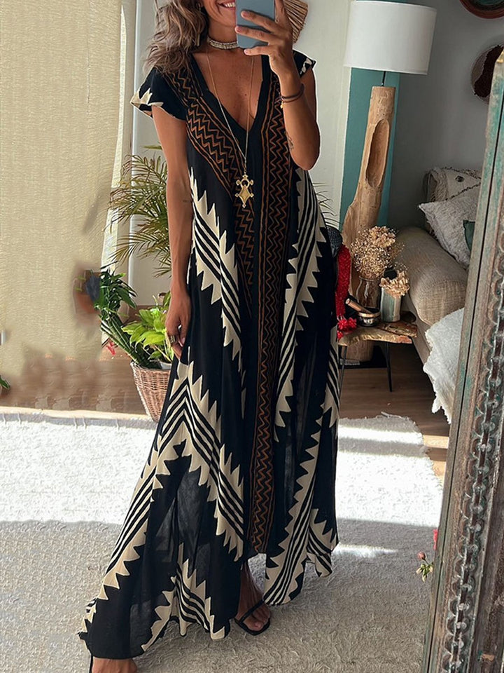 Louisa – Boho V-Neck Maxi Dress